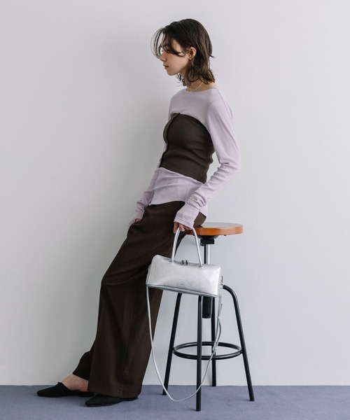 Beau're(ヴュレ)の「BEAURE 横長 ブガッティ型 2Way ショルダー Bag(ショルダーバッグ・レディース・ネイビー/ブラウン/アイボリー/ブラック/シルバー・FREE)」の18枚目の写真