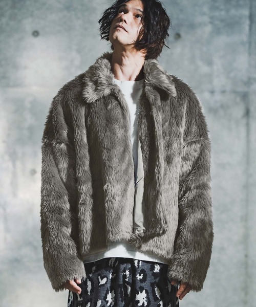 GLIMCLAP（グリムクラップ）の「mj11097-Shaggy Luxe Jacket フェイクファージャケット(192-049-gla-cf)（その他アウター・メンズ・ブラック/ブラウン/チャコール・S/M/L）」の3枚目の写真