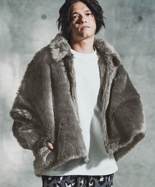 GLIMCLAP（グリムクラップ）の「mj11097-Shaggy Luxe Jacket フェイクファージャケット(192-049-gla-cf)（その他アウター・メンズ・ブラック/ブラウン/チャコール・S/M/L）」の5枚目の写真