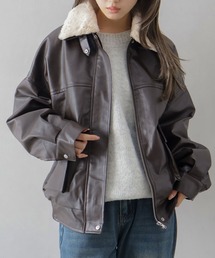 【冬の主役アウター】ファー×フェイクレザーブルゾン