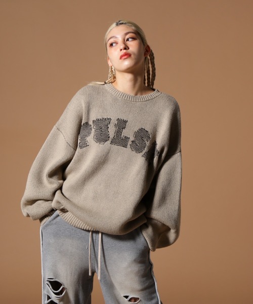 DANKE SCHON（ダンケシェーン）の「DankeSchon/ダンケシェーン/TC KNIT LOGO（ニット/セーター・レディース・チャコールグレー/ベージュ・L/M）」の2枚目の写真