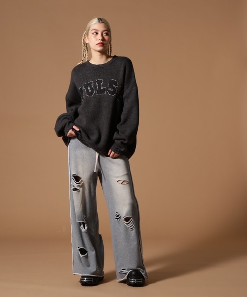 DANKE SCHON（ダンケシェーン）の「DankeSchon/ダンケシェーン/TC KNIT LOGO（ニット/セーター・レディース・チャコールグレー/ベージュ・L/M）」の7枚目の写真