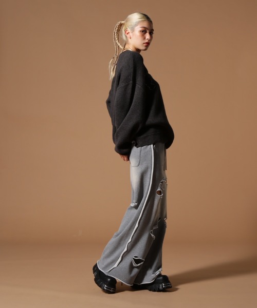 DANKE SCHON（ダンケシェーン）の「DankeSchon/ダンケシェーン/TC KNIT LOGO（ニット/セーター・レディース・チャコールグレー/ベージュ・L/M）」の9枚目の写真