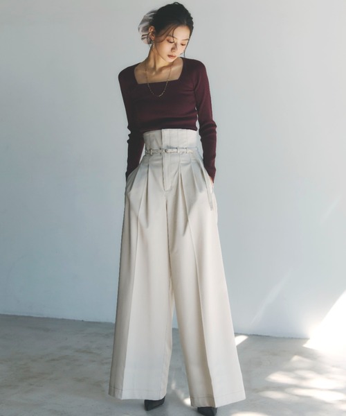 anuans（アニュアンス）の「シルクカシミアブレンドデコルテリブニット（ニット/セーター・レディース・グレー/アイボリー/ブラック/キャメル/バーガンディー・FREE）」の18枚目の写真