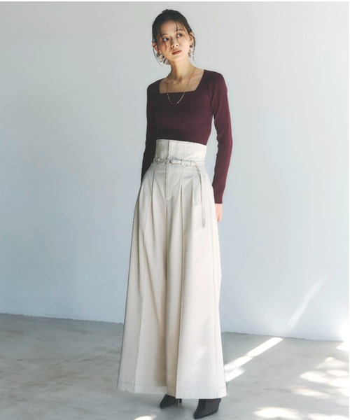 シルクカシミアブレンドデコルテリブニット（ニット/セーター