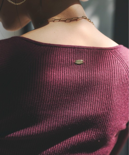 シルクカシミアブレンドデコルテリブニット（ニット/セーター