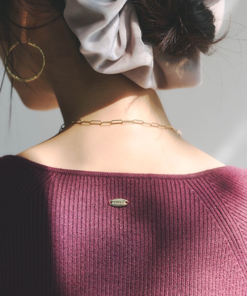 シルクカシミアブレンドデコルテリブニット（ニット/セーター