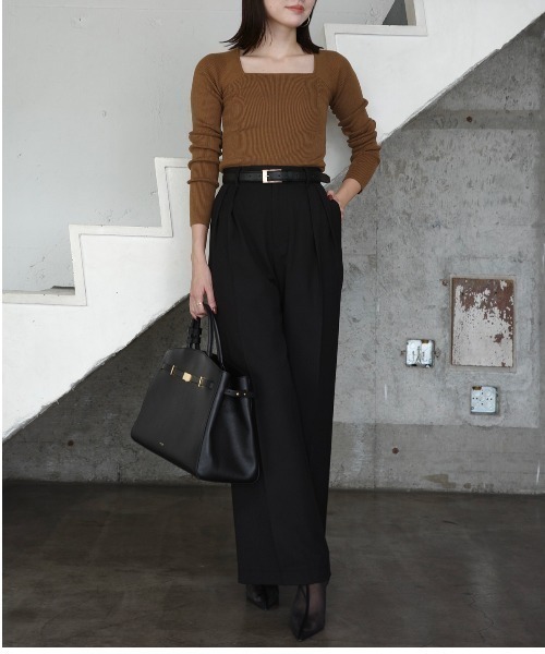 シルクカシミアブレンドデコルテリブニット（ニット/セーター