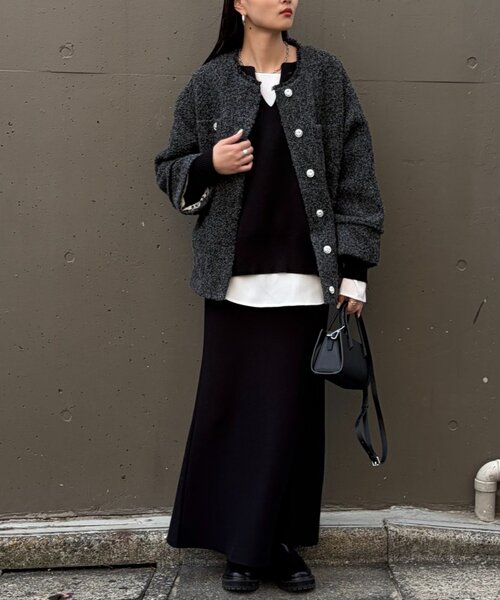 LOUNGEDRESS（ラウンジドレス）の「【@_shirabe.s_コラボ】スウェットライクマーメイドニットスカート（スカート・レディース・ブラウン/ブラック/ライトベージュ・FREE）」の10枚目の写真