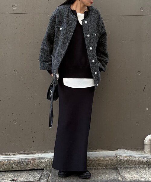 LOUNGEDRESS（ラウンジドレス）の「【@_shirabe.s_コラボ】スウェットライクマーメイドニットスカート（スカート・レディース・ブラウン/ブラック/ライトベージュ・FREE）」の11枚目の写真