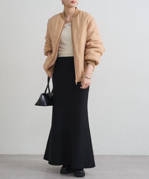 LOUNGEDRESS（ラウンジドレス）の「【@_shirabe.s_コラボ】スウェットライクマーメイドニットスカート（スカート・レディース・ブラウン/ブラック/ライトベージュ・FREE）」の12枚目の写真