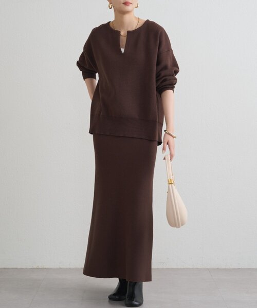 LOUNGEDRESS（ラウンジドレス）の「【@_shirabe.s_コラボ】スウェットライクマーメイドニットスカート（スカート・レディース・ブラウン/ブラック/ライトベージュ・FREE）」の18枚目の写真