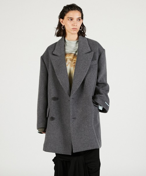 PRANK PROJECT（プランクプロジェクト）の「ウールダブルミドルコート / Wool Double Mid-Length Coat（その他アウター・レディース・グレー/マルチ/ブラック・FREE）」の3枚目の写真