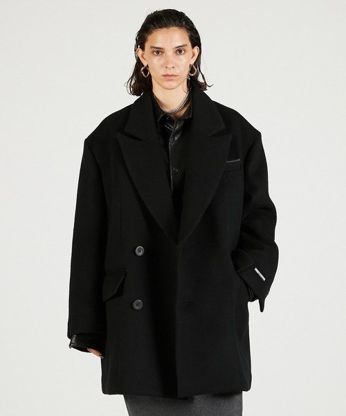 PRANK PROJECT（プランクプロジェクト）の「ウールダブルミドルコート / Wool Double Mid-Length Coat（その他アウター・レディース・グレー/マルチ/ブラック・FREE）」の2枚目の写真