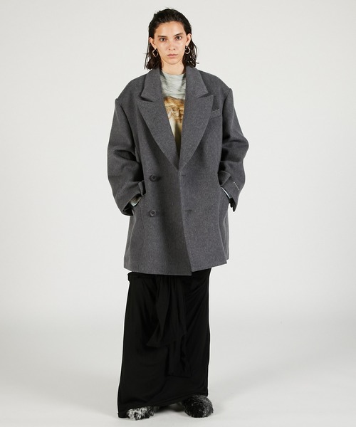 PRANK PROJECT（プランクプロジェクト）の「ウールダブルミドルコート / Wool Double Mid-Length Coat（その他アウター・レディース・グレー/マルチ/ブラック・FREE）」の10枚目の写真