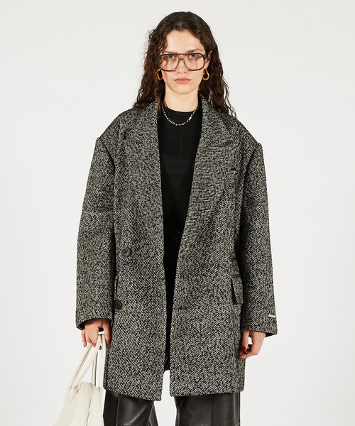 PRANK PROJECT（プランクプロジェクト）の「ウールダブルミドルコート / Wool Double Mid-Length Coat（その他アウター・レディース・グレー/マルチ/ブラック・FREE）」の15枚目の写真