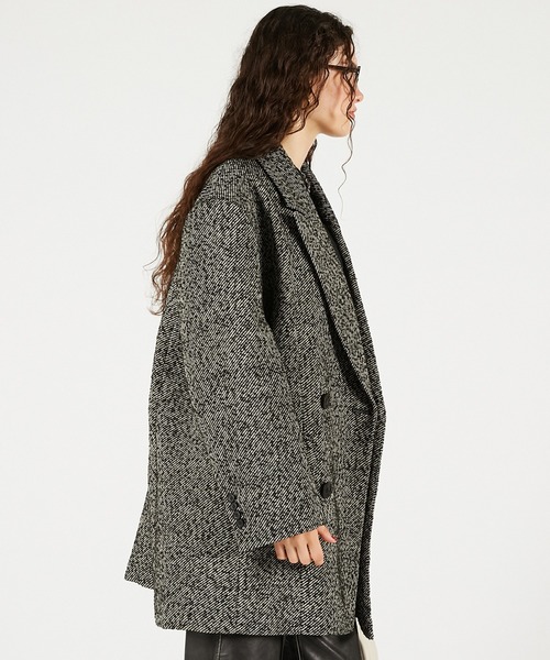 PRANK PROJECT（プランクプロジェクト）の「ウールダブルミドルコート / Wool Double Mid-Length Coat（その他アウター・レディース・グレー/マルチ/ブラック・FREE）」の5枚目の写真