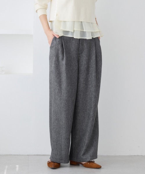 VIS（ビス）の「ツイード2タックワイドパンツ（その他パンツ・レディース・ブラウン系その他2/チャコールグレー・S/M）」の2枚目の写真