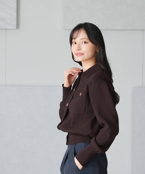 TRUDEA(トルディア)の「フレンチポロカーディガン(カーディガン/ボレロ・レディース・ブラウン/レッド/ネイビー・MEDIUM)」の6枚目の写真