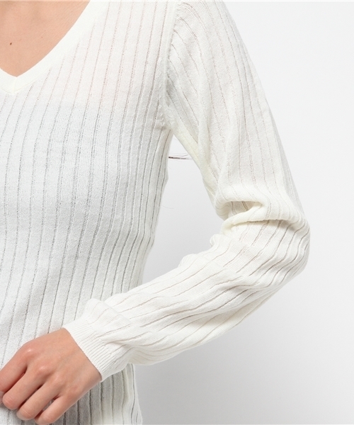 MOUSSY（マウジー）の「BASIC RIB KNIT（ニット/セーター・レディース・オフホワイト/オレンジ/カーキ/ブラック/トップグレー・FREE）」の9枚目の写真