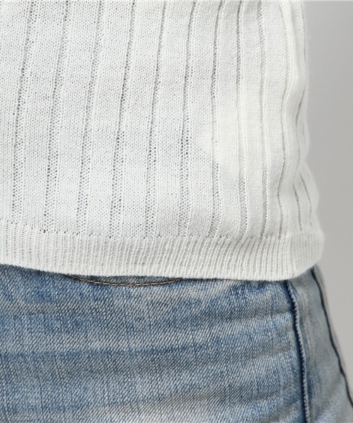 MOUSSY（マウジー）の「BASIC RIB KNIT（ニット/セーター・レディース・オフホワイト/オレンジ/カーキ/ブラック/トップグレー・FREE）」の10枚目の写真