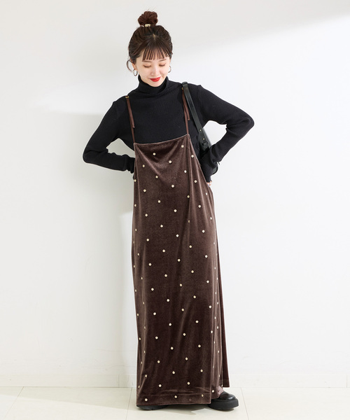 追加4》【WEB限定】手洗い可 / ベロアフラワー刺繍ワンピース