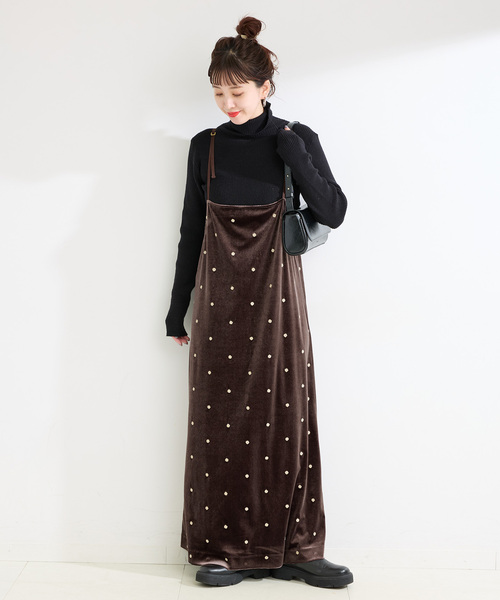 追加4》【WEB限定】手洗い可 / ベロアフラワー刺繍ワンピース