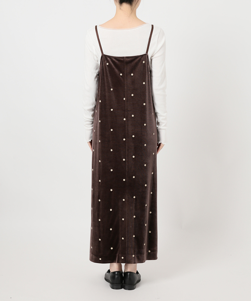 追加4》【WEB限定】手洗い可 / ベロアフラワー刺繍ワンピース