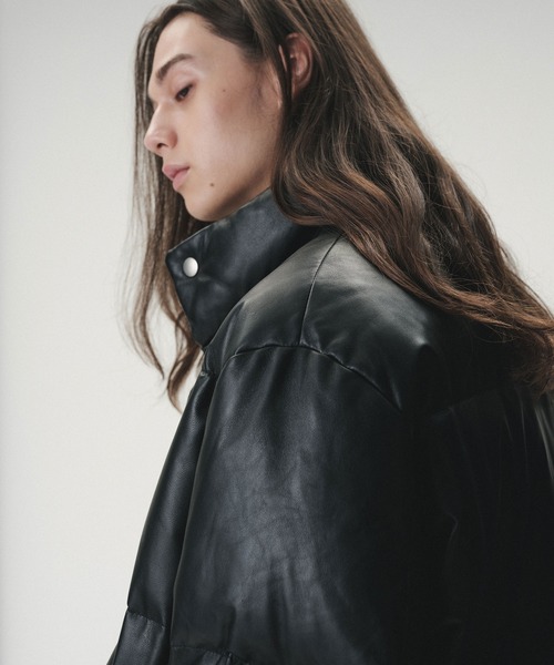 ADAM ET ROPE'（アダムエロペ）の「《別注》【AVIREX for ADAM ET ROPE'】レザーダウンジャケット（ダウンジャケット/コート・メンズ・ブラック・L/M/S）」の4枚目の写真