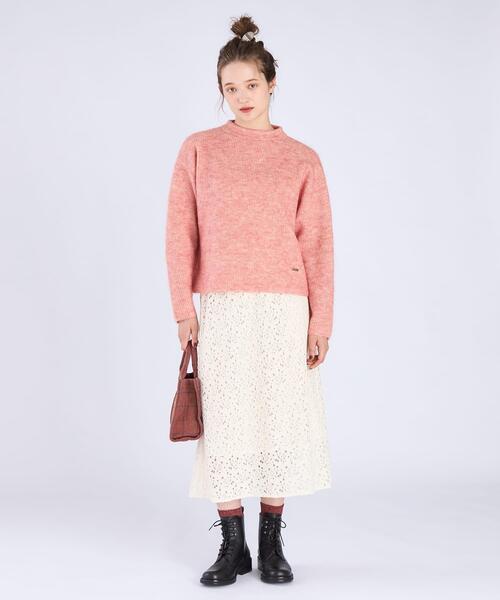 美品agnes b. アニエスベーモヘヤ混秋冬ボルドーカラー ニット セーター コットンニットジップカーディガン ｜To b. by agnès b.（トゥービー