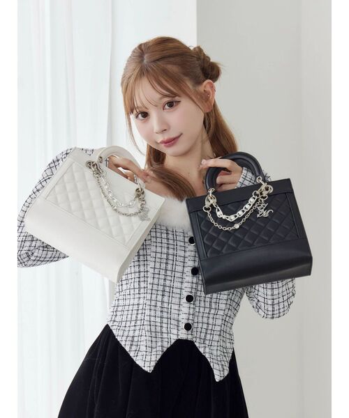 EATME（イートミー）の「チャームハンドバッグ（ハンドバッグ・レディース・ブラック/ホワイト・FREE）」の8枚目の写真