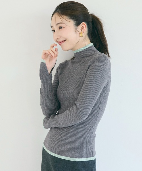 coca(coca)(コカ)の「【WEB限定セール】アンゴラタッチ 配色ハイネックニット(ニット/セーター・レディース・ブラック/グレー/その他1/ブラウン・L/M/S)」の8枚目の写真
