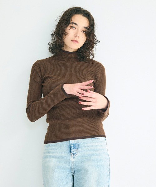 coca(coca)(コカ)の「【WEB限定セール】アンゴラタッチ 配色ハイネックニット(ニット/セーター・レディース・ブラック/グレー/その他1/ブラウン・L/M/S)」の15枚目の写真