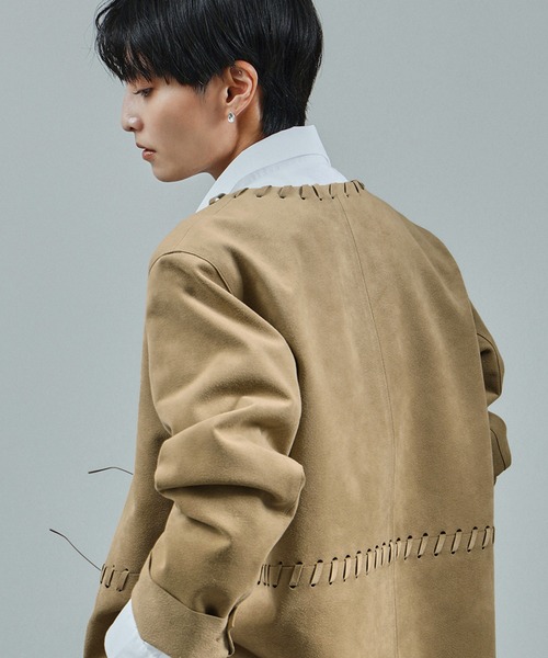 ウルトラスウェードノーカラータッセルジャケット（ノーカラー