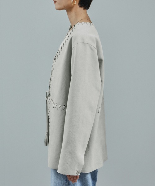 SALON adam et rope'(サロン アダム エ ロペ)の「ウルトラスウェードノーカラータッセルジャケット(ノーカラージャケット・レディース・オフホワイト/ベージュ・FREE)」の12枚目の写真