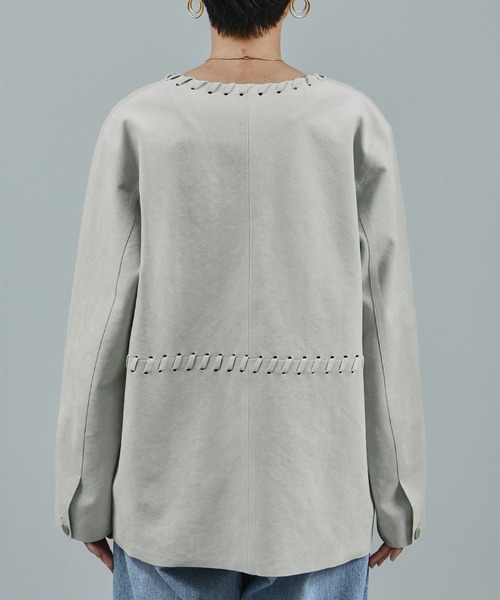 SALON adam et rope'(サロン アダム エ ロペ)の「ウルトラスウェードノーカラータッセルジャケット(ノーカラージャケット・レディース・オフホワイト/ベージュ・FREE)」の15枚目の写真