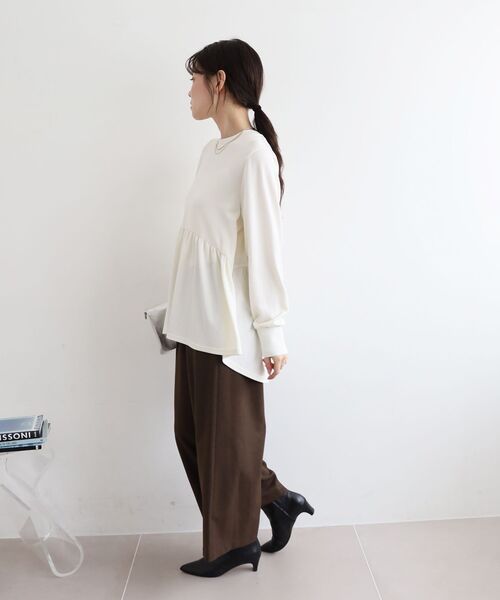 le.coeur blanc（ルクールブラン）の「【吸湿発熱】ギャザーレイヤープルオーバー（Tシャツ/カットソー・レディース・オフホワイト/グレー/ブラック/キャメル・38）」の16枚目の写真