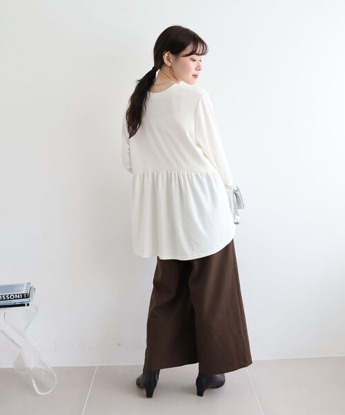 le.coeur blanc（ルクールブラン）の「【吸湿発熱】ギャザーレイヤープルオーバー（Tシャツ/カットソー・レディース・オフホワイト/グレー/ブラック/キャメル・38）」の19枚目の写真