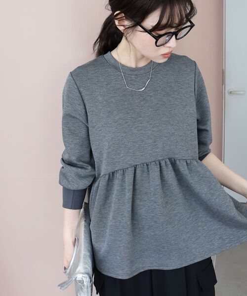 le.coeur blanc（ルクールブラン）の「【吸湿発熱】ギャザーレイヤープルオーバー（Tシャツ/カットソー・レディース・オフホワイト/グレー/ブラック/キャメル・38）」の21枚目の写真