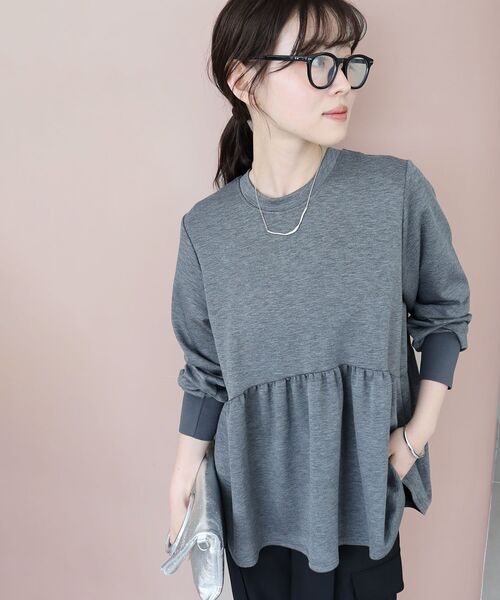 le.coeur blanc（ルクールブラン）の「【吸湿発熱】ギャザーレイヤープルオーバー（Tシャツ/カットソー・レディース・オフホワイト/グレー/ブラック/キャメル・38）」の22枚目の写真