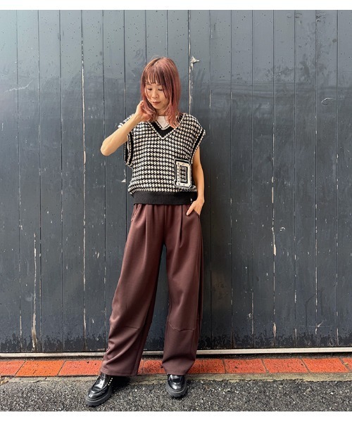 LUGIVA（ルギヴァ）の「【LUGIVA/ルギバ】ポンチワイドカービーパンツ（その他パンツ・レディース・ブラウン/グレー/ブラック/ホワイト/ピンクベージュ・FREE）」の8枚目の写真