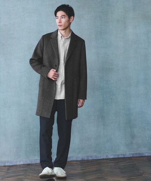 高級ウール✨グリーンレーベル　メリノウール　チェスターコート　ダークグレー　L S100 ビーバー チェスターコート（チェスターコート）｜green label