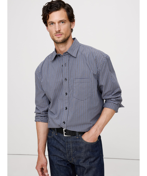 Banana Republic(バナナリパブリック)の「リラックスフィット ウォッシュド コットン ポプリンシャツ(シャツ/ブラウス・メンズ・ネイビー/マルチ・XL/L/M/S)」の2枚目の写真