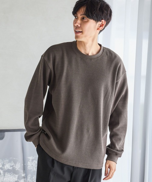 GLOBAL WORK（グローバルワーク）の「クリーンワッフルスウェット/598010（スウェット・メンズ・ブラック/ホワイト/ダークブラウン/ライトグリーン・SMALL/MEDIUM/X-LARGE/LARGE）」の3枚目の写真