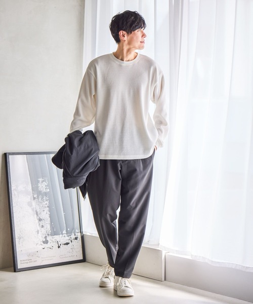 GLOBAL WORK（グローバルワーク）の「クリーンワッフルスウェット/598010（スウェット・メンズ・ブラック/ホワイト/ダークブラウン/ライトグリーン・SMALL/MEDIUM/X-LARGE/LARGE）」の20枚目の写真