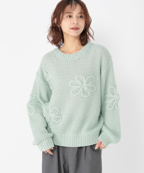 セール】3ゲージクラフト刺繍フラワーニットプルオーバー（ニット
