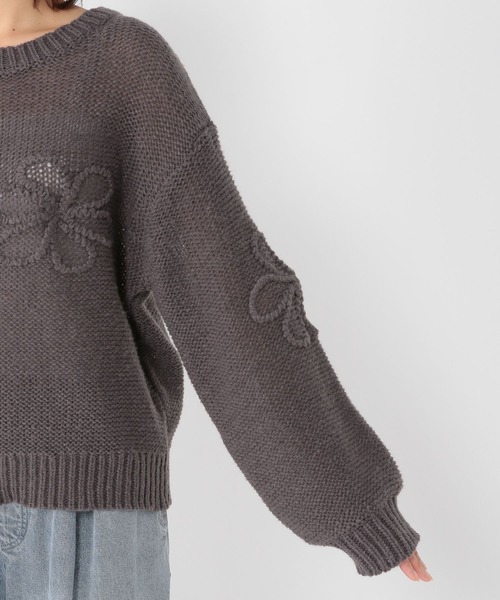 セール】3ゲージクラフト刺繍フラワーニットプルオーバー（ニット