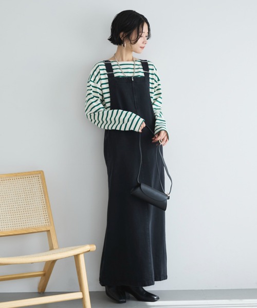 セール】ピグメント加工フロントZIPジャンスカ（ジャンパースカート