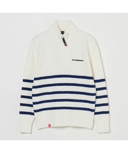 ROSASEN(ロサーセン)の「【Rosasen/GOLF】モールニット ボーダー ハーフジップハイネック(ニット/セーター・レディース・ブルー/オフホワイト・L/M)」の5枚目の写真