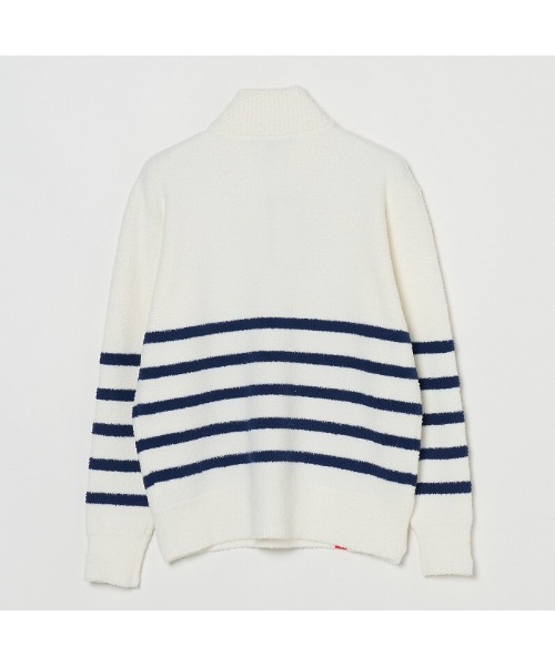 ROSASEN(ロサーセン)の「【Rosasen/GOLF】モールニット ボーダー ハーフジップハイネック(ニット/セーター・レディース・ブルー/オフホワイト・L/M)」の6枚目の写真